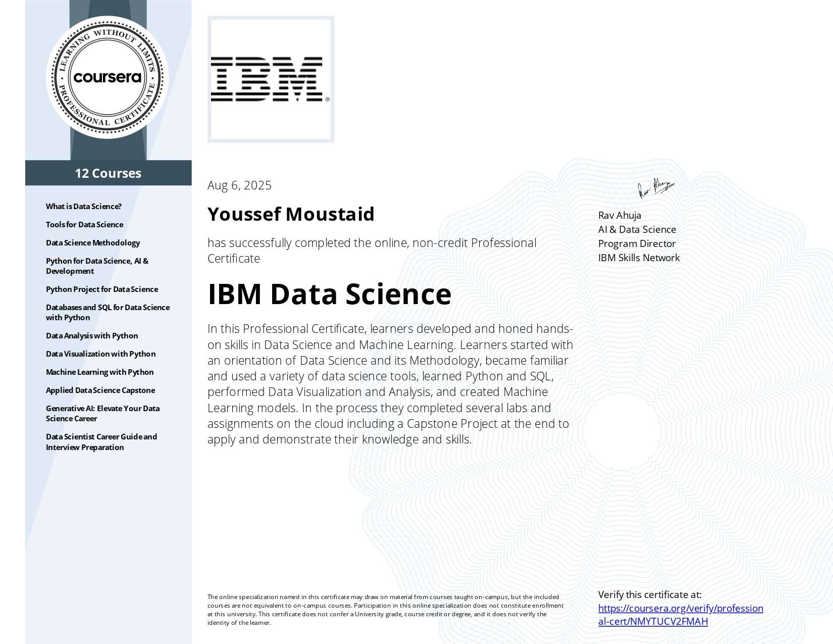 IBM Data Science Professional Certificate